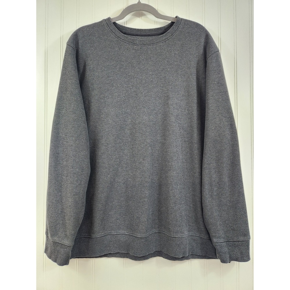 Bench‎ Urbanwear Mens Gray  Waffle Knit Fleece Lined Sweatshirt Crewneck XL Cozy